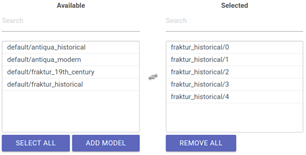 Selection of model package for text recognition.